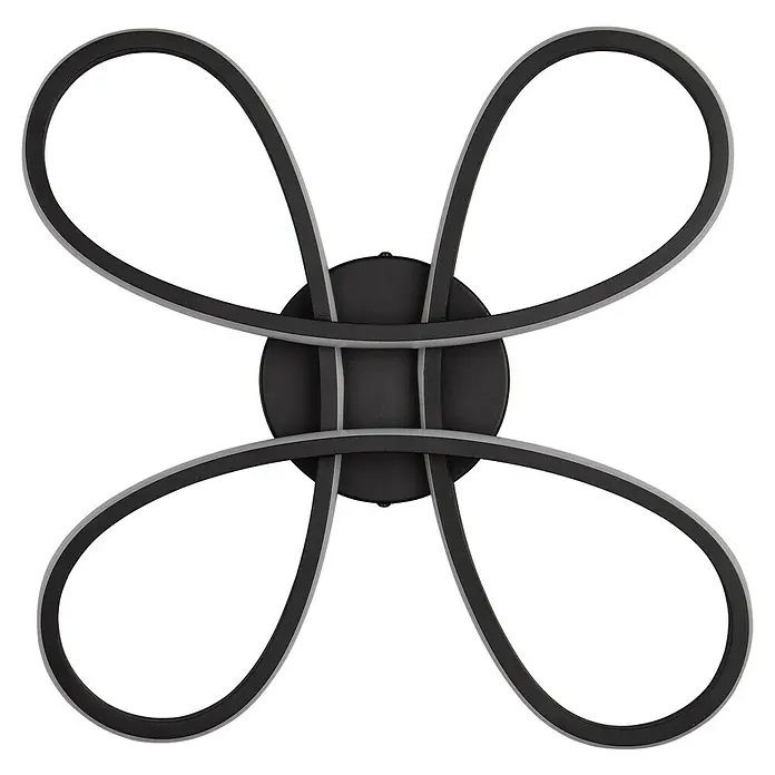 Trio Leuchten Fly LED-Deckenleuchte - 22 W, L x B x H: 40 x 40 x 7,5 cm, Schwarz - Eine stilvolle, schwarze Deckenleuchte mit geschwungenen Elementen, die ein modernes und elegantes Ambiente schafft.