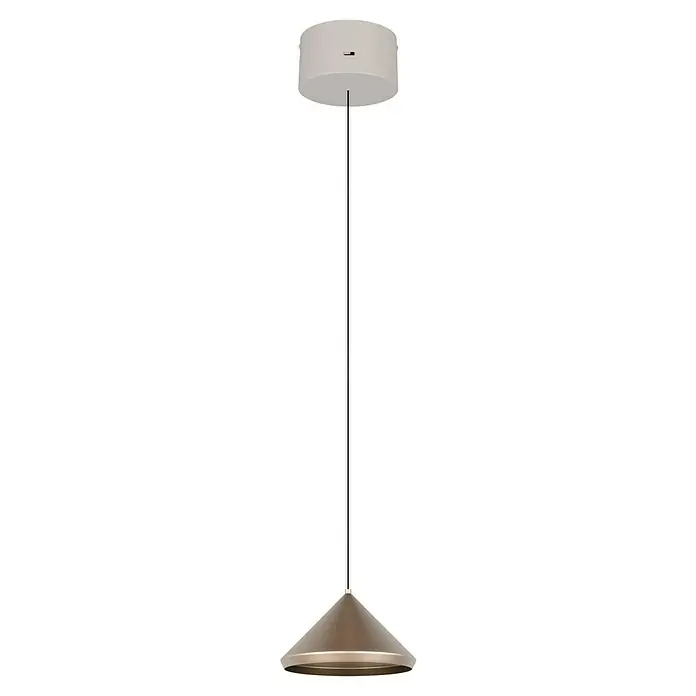 Trio Leuchten Laguna LED-Pendelleuchte - 5 W, B x H: 18 x 200 cm, Coffee/ Warm Grey, Warmweiß, Anzahl Leuchtmittel: 1 Stk. - Elegante Stehleuchte mit zylindrischem Lampenschirm und konischem Fuß, die eine moderne Ästhetik in jeden Raum bringt.