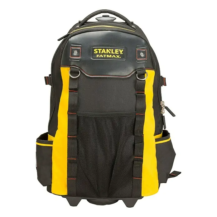Stanley FatMax Mochila para herramientas - Nylon, Negro/Amarillo, No incluye herramientas - Mochila de herramientas con ruedas Stanley Fatmax para fácil transporte. Construcción duradera con amplio espacio.