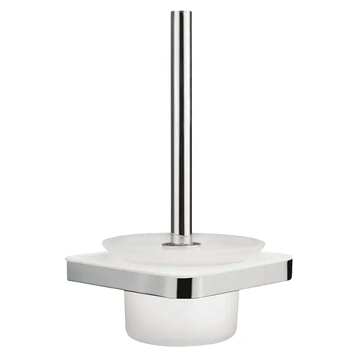 Bath Stage B-Line Escobillero - Altura: 34,6 cm, Latón - Un moderno escobillero de baño con una base cuadrada cromada y un mango cilíndrico elegante.
