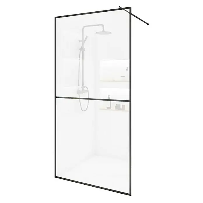 Home Deluxe Duschwand BAKI - Schwarz / Klarglas - Schwarze Duschwand mit klarem Glas und minimalistischem Design für moderne Badezimmer. Die Duschwand bietet eine stilvolle und funktionale Lösung.