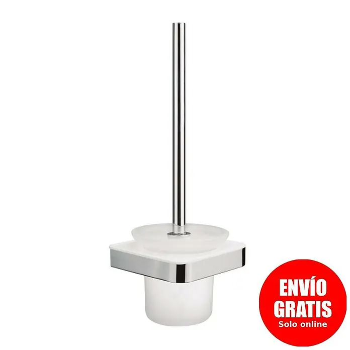 Bath Stage B-Line Escobillero - Altura: 34,6 cm, Latón - Escobilla de baño con soporte. Accesorio de baño moderno con diseño cuadrado y detalles cromados para una higiene elegante.