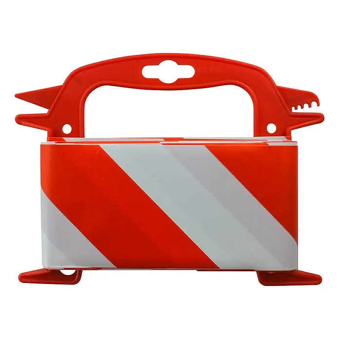 Stabilit Absperrband25 m x 80 mm, Rot/Weiß - Rote und weiße Warnbandkassette mit Tragegriff für Baustellen und Absperrungen, ideal zur schnellen Kennzeichnung von Gefahrenbereichen.