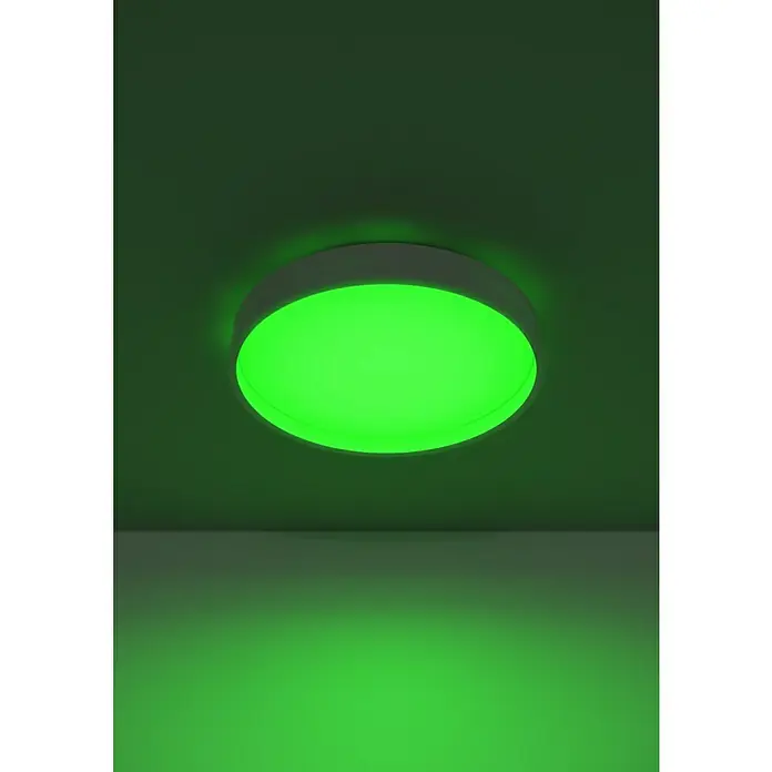 Eglo connect.z LED-Deckenleuchte rund Massignano-Z - 22 W, Ø x H: 15,75 x 2,56 cm, Weiß, RGBW - Grüne Deckenleuchte mit weißem Rand. Sorgt für eine stimmungsvolle Beleuchtung im Raum und ist ein echter Hingucker.
