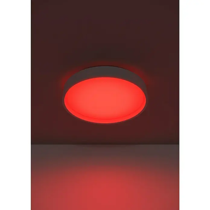 Eglo connect.z LED-Deckenleuchte rund Massignano-Z - 22 W, Ø x H: 15,75 x 2,56 cm, Weiß, RGBW - Moderne Deckenleuchte mit rotem Licht. Die Leuchte ist rund und hat einen weißen Rahmen. Sorgt für eine stimmungsvolle Beleuchtung.