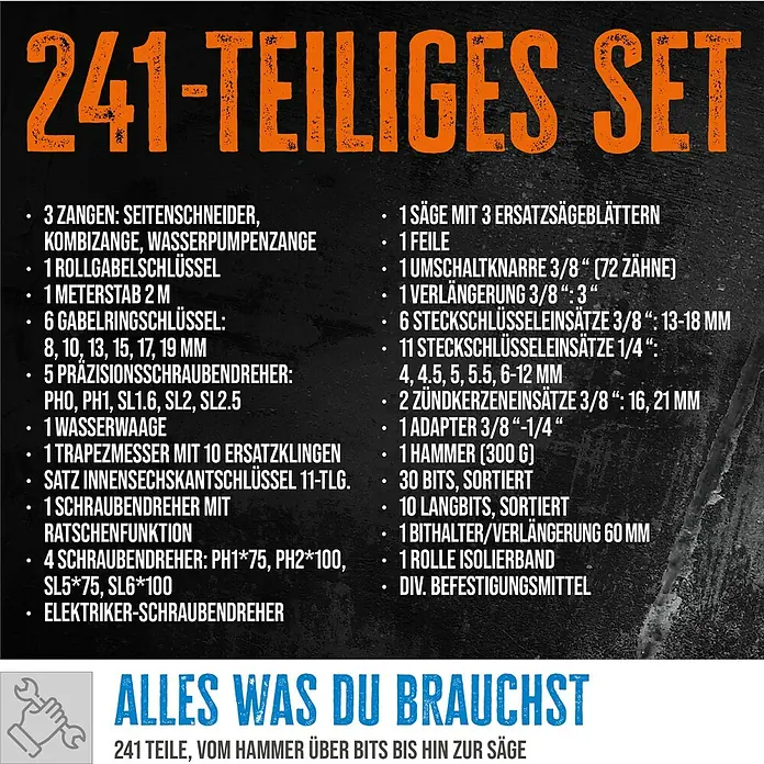 Güde Werkzeugkoffer GWZK 241 - 241 -tlg. - Werkzeugset mit 241 Teilen.