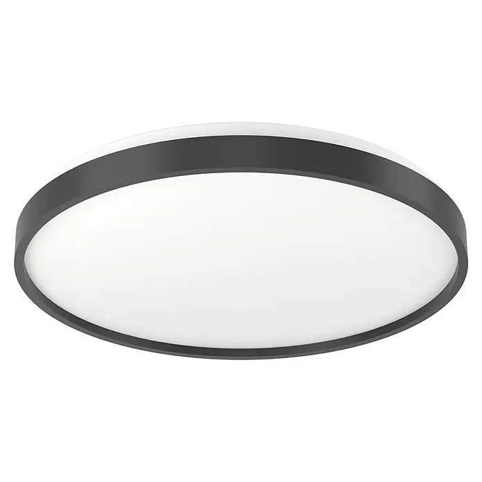 Eglo LED-Deckenleuchte rund Mozoncillo-Z - 34 W, Ø x H: 48,4 x 6,5 cm, Schwarz, Weiß, RGBW - Die moderne LED-Deckenleuchte mit ihrem schlanken, runden Design und dem grauen Rahmen sorgt für eine elegante Beleuchtung in jedem Raum.