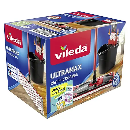 Vileda Ultramax Reinigungssystem & Eimer 2in1 Box Plus Dr. Beckmann Reinigungs-Blätter