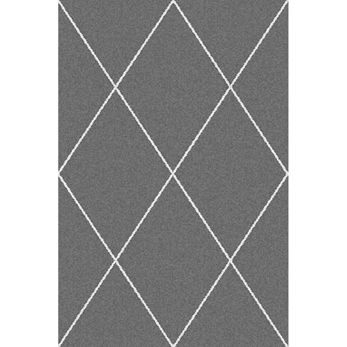 Dekoria Flachgewebeteppich - grau, 230 x 160 cm - Ein grauer Teppich mit einem eleganten Rautenmuster in Weiß, der jedem Raum eine stilvolle Note verleiht und für Gemütlichkeit sorgt.