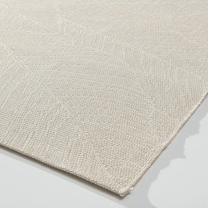 Dekoria Flachgewebeteppich - creme, beige, 230 x 160 cm - Nahaufnahme eines beigen Teppichs mit feiner Webstruktur, der ein Gefühl von Wärme und Komfort vermittelt. Perfekt für jeden Raum.
