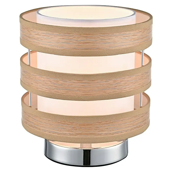 Tween Light Piano Lámpara de sobremesa redonda - 40 W, Ø x Al: 20 x 18 cm, Beige, E27 - Elegante lámpara de mesa con tres pantallas y base cromada, que proporciona una luz cálida y acogedora. Perfecta para salones o dormitorios.