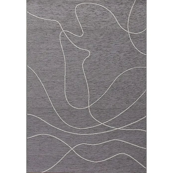 Dekoria Flachgewebeteppich - grau, 230 x 160 cm - Dieser graue Teppich mit weißen, abstrakten Linien ist ein echter Hingucker. Er verleiht jedem Raum eine moderne Note und sorgt für Gemütlichkeit.