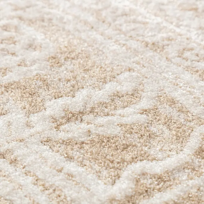 Dekoria Flachgewebeteppich - creme, beige, 290 x 200 cm - Nahaufnahme eines beigen Teppichs mit einem dezenten, gemusterten Design. Ideal für ein gemütliches Ambiente im Wohnbereich.