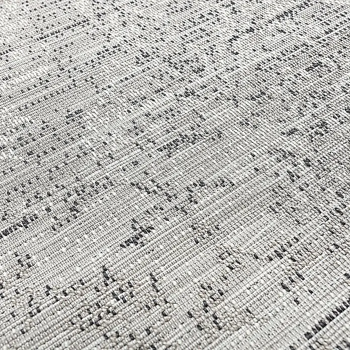Dekoria Flachgewebeteppich - grau, 170 x 120 cm - Ein detailliertes Bild eines strukturierten Teppichs mit einem dezenten Muster in Grau- und Schwarztönen, das Textur und Tiefe zeigt.