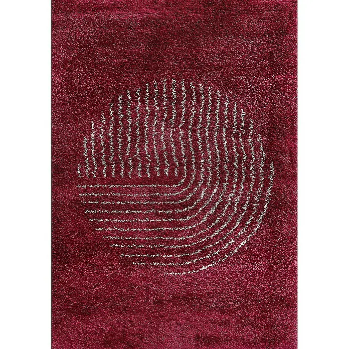 Dekoria Flachgewebeteppich - bordeaux - Ein burgunderroter Teppich mit einem abstrakten, kreisförmigen Muster, das eine moderne und elegante Note verleiht.