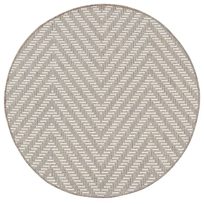 Dekoria Flachgewebeteppich - creme, beige, 120 x 120 cm - Runder Teppich mit modernem Fischgrätmuster in neutralen Farben. Schafft eine gemütliche Atmosphäre in jedem Raum.