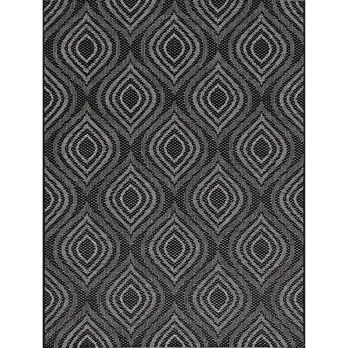 Dekoria Flachgewebeteppich - schwarz, 170 x 120 cm - Teppich mit einem faszinierenden schwarzen und weißen Rautenmuster, das jedem Raum einen Hauch von Eleganz verleiht.