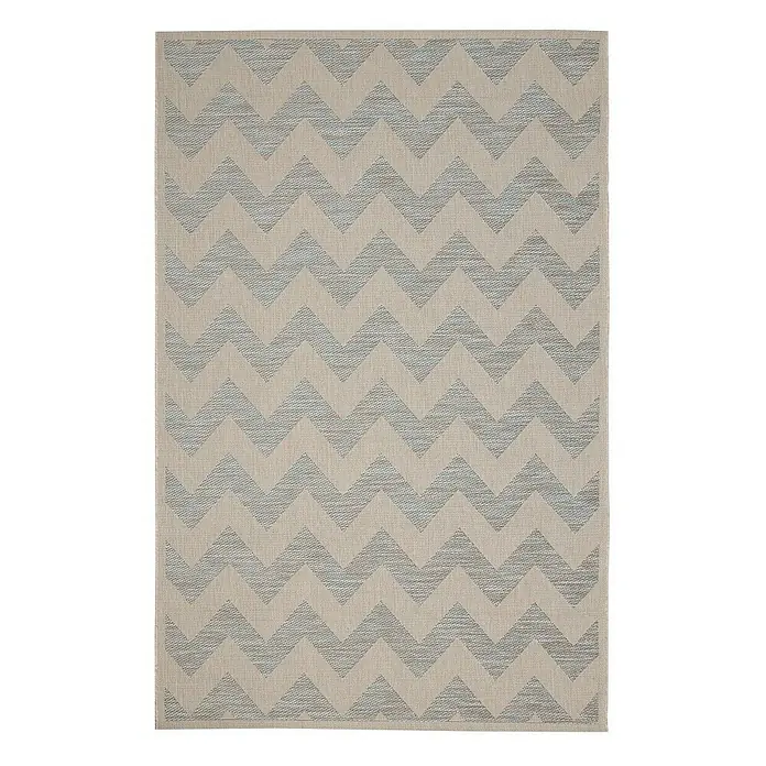 Dekoria Flachgewebeteppich - beige, blau, 230 x 160 cm - Teppich mit Zickzackmuster in Beige und Grau. Der Teppich hat eine gewebte Textur und ein modernes Design für jeden Raum.