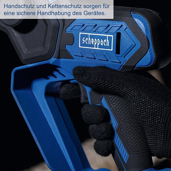 Scheppach IXES 20V Einhand-Akku-Kettensäge C-PS100-X (20 V, 2 Ah, Li-Ionen, 1 Akku, Schwertlänge: 15 cm) | BAUHAUS