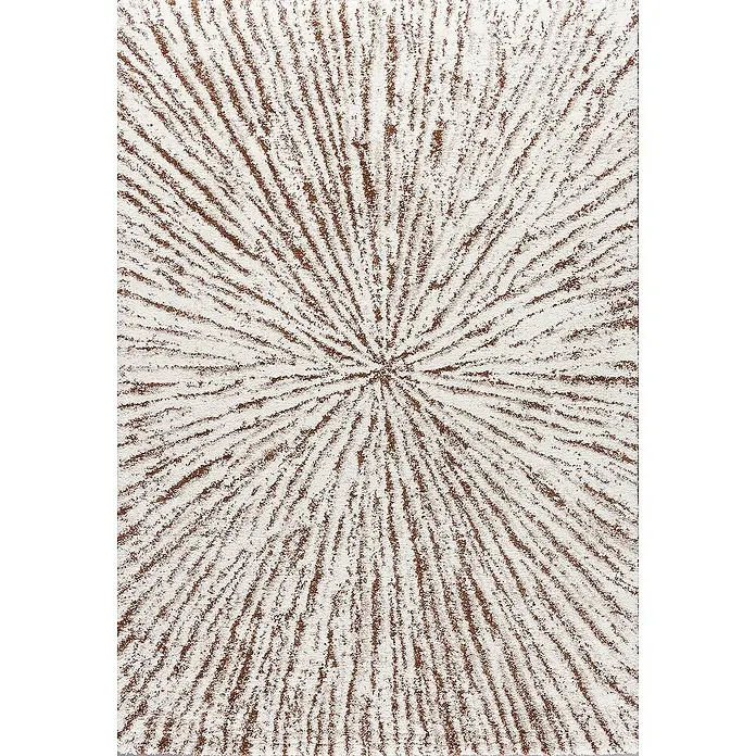 Dekoria Flachgewebeteppich - weiß, creme, beige, braun, 290 x 200 cm - Dieser moderne Teppich in Weiß und Braun mit einem strahlenförmigen Muster ist ein echter Hingucker für jeden Raum.