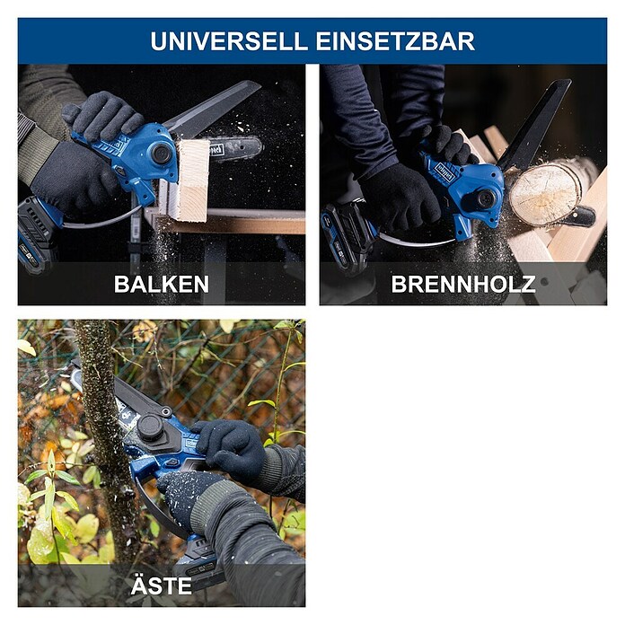 Scheppach IXES 20V Einhand-Akku-Kettensäge BC-PS150-X Set S (20 V, 2 Ah, Li-Ionen, 1 Akku) | BAUHAUS