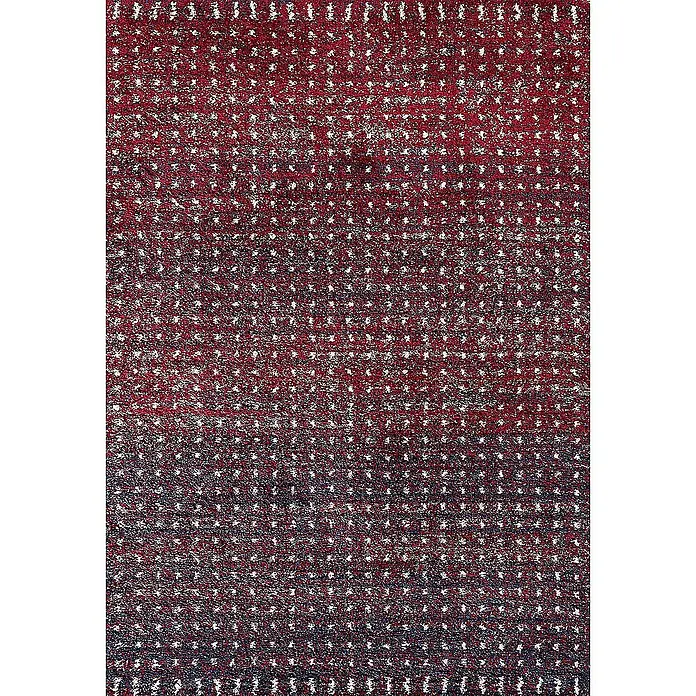Dekoria Flachgewebeteppich - bordeaux, dunkelblau, 230 x 160 cm - Roter Teppich mit abstraktem Punktmuster für eine stilvolle Bodendekoration.