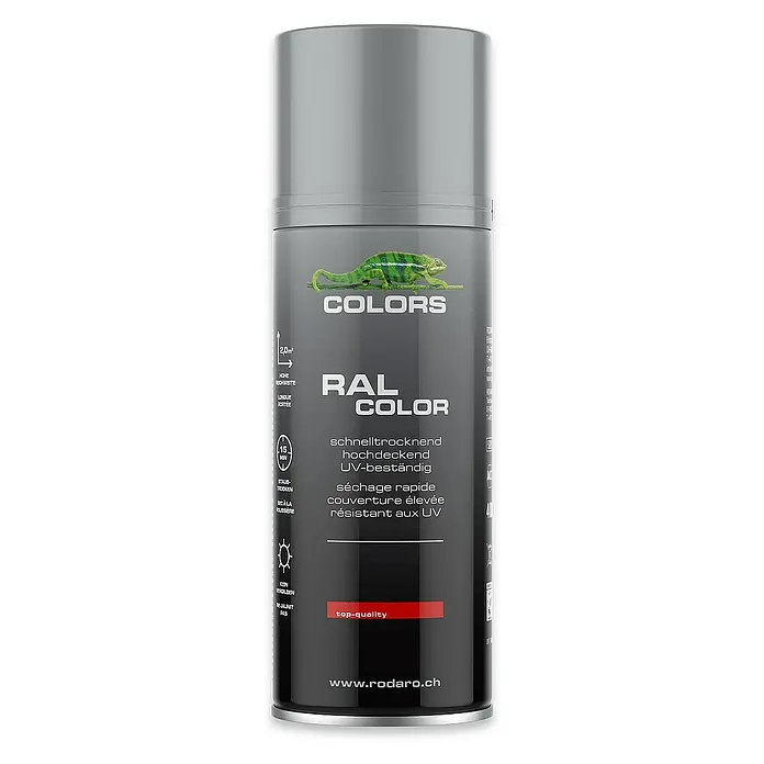 Colors Farbspray Sprühlack 400ml RAL9006 Silber Glanz - RAL9006 Silber Glanz, Sprühdose - Abbildung einer RAL Color Sprühdose. Schnelltrocknend, hochdeckend und UV-beständig für den Innen- und Außenbereich. Top-Qualität von Rodaro.