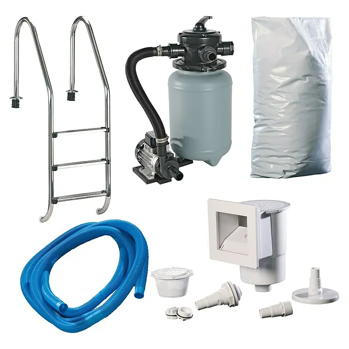 Malibu Stahlwand-Pool Premium - L x B x H: 500 x 300 x 120 cm, 16.000 l - Poolausrüstung: Poolleiter, Filterpumpe, Filtersand, Schlauch, Skimmer und Zubehör für die Poolreinigung.