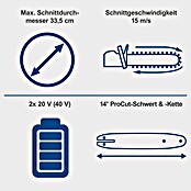 Scheppach IXES 20V Akku-Kettensäge BC-CS355DUO-X Set XL2 (40 V, 4 Ah, Li-Ionen, 2 Akkus) | BAUHAUS