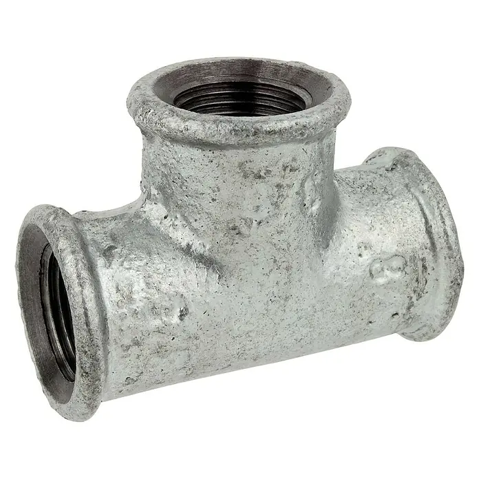 T-Stück - 1 ¼″, Verzinkt - Graues T-Stück aus Metall mit Gewindeöffnungen. Geeignet für Sanitär- und Heizungsinstallationen, robust und langlebig.