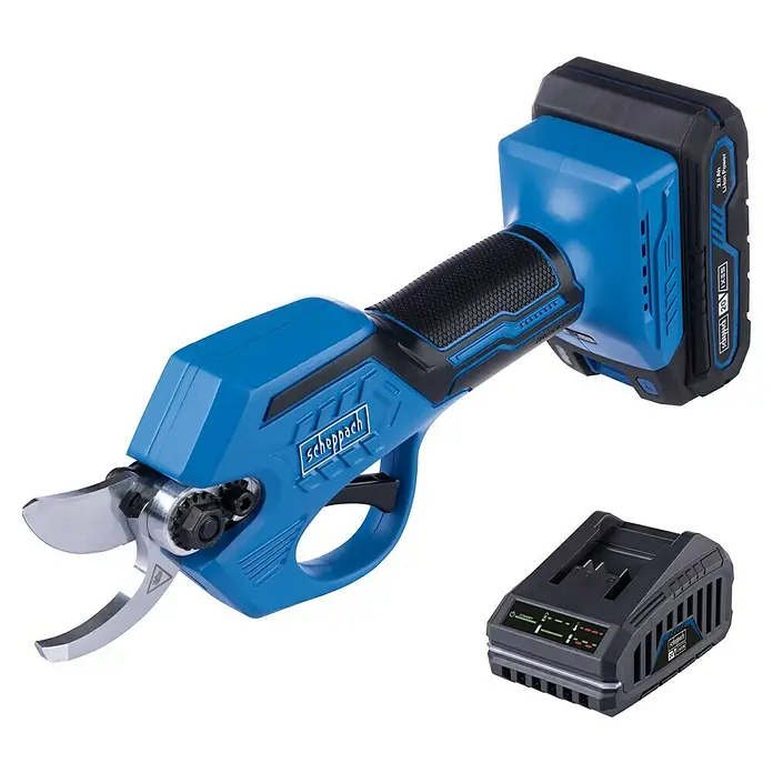 Scheppach IXES 20V Akku-Astschere BC-PRS28-X Set S - 20 V, 1 Akku, Li-Ionen - Akkubetriebene Gartenschere mit Ladegerät, ideal für präzise Schnitte im Garten.