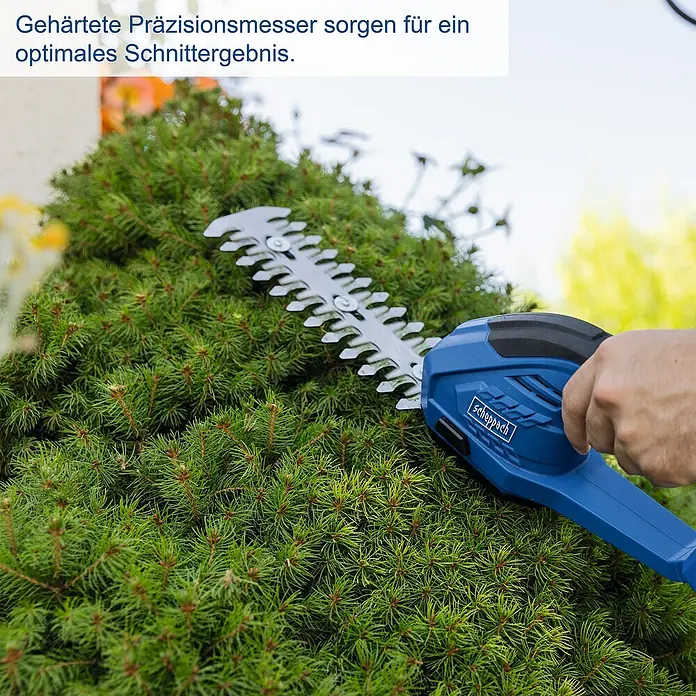 Scheppach IXES 20V Akku-Gras- & Strauchschere HTGS200-X Set S - 20 V, Li-Ionen, 1 Akku, Schwertbreite: 9 cm - Die Scheppach Strauchschere im Einsatz: Präzise Schnitte für ein optimales Ergebnis.
