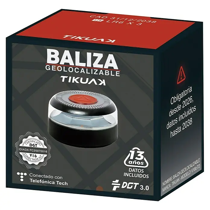 Luz de emergencia ON TIKUAK V16 IoT - Apto para: Avería en el vehículo - Paquete de una baliza Tikuak, una luz de emergencia geolocalizable para vehículos con 13 años de datos incluidos.