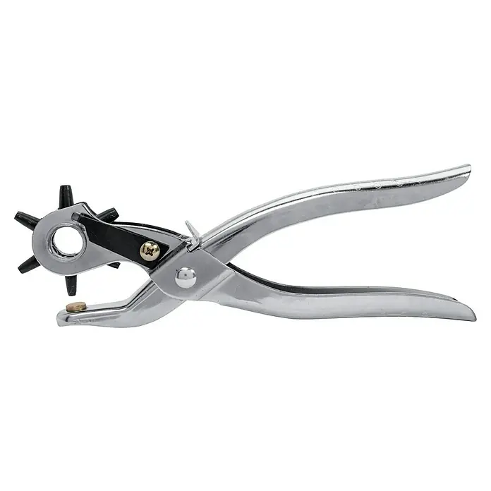 Rapid Lochzange RP03 - Verstellbar: 2,5 mm - 4,5 mm - Eine Revolverlochzange aus Metall, ideal zum Lochen von Leder, Textilien oder Kunststoffen. Präzise und robust für vielfältige Anwendungen.