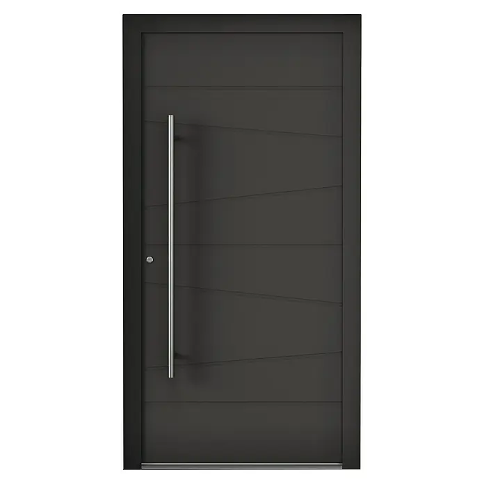 Aurelis Haustür BH 901 - 110 x 210 cm, DIN Anschlag: Links, Graphitgrau/Weiß - Elegante, moderne Haustür in Anthrazit mit horizontalen Linien und einem schlanken, vertikalen Türgriff.