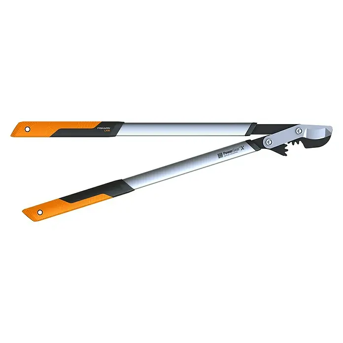 Fiskars Getriebe-Astschere PowerGearX LX98-L - Max. Aststärke: 50 mm, 80 cm - Gartenschere mit langem Griff und orangefarbenem Griff für müheloses Schneiden von Ästen und Zweigen in großer Höhe.