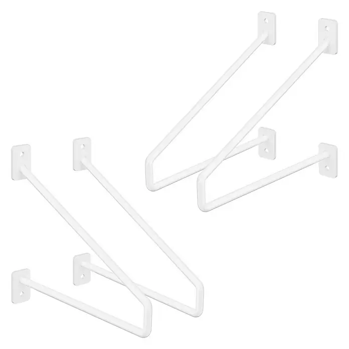 ML-Design Schwerlastregal Regalstütze Haarnadel 4er Set solide Regalwinkel Industrial Metall - H x B x T: 18 x 22 x 2,3 cm, Schrauben, Weiß - Weiße Regalträger-Sets zur Wandmontage, ideal zur stilvollen und platzsparenden Aufbewahrung von Gegenständen im Zuhause.
