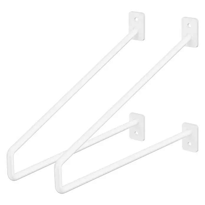 ML-Design Schwerlastregal Regalstütze Haarnadel 2er Set solide Regalwinkel Industrial Metall - H x B x T: 26,5 x 2,3 x 18 cm, Schrauben, Weiß - Weiße Regalträger aus Metall für die Wandmontage, ideal für Bücherregale oder zur Präsentation von Dekoartikeln.