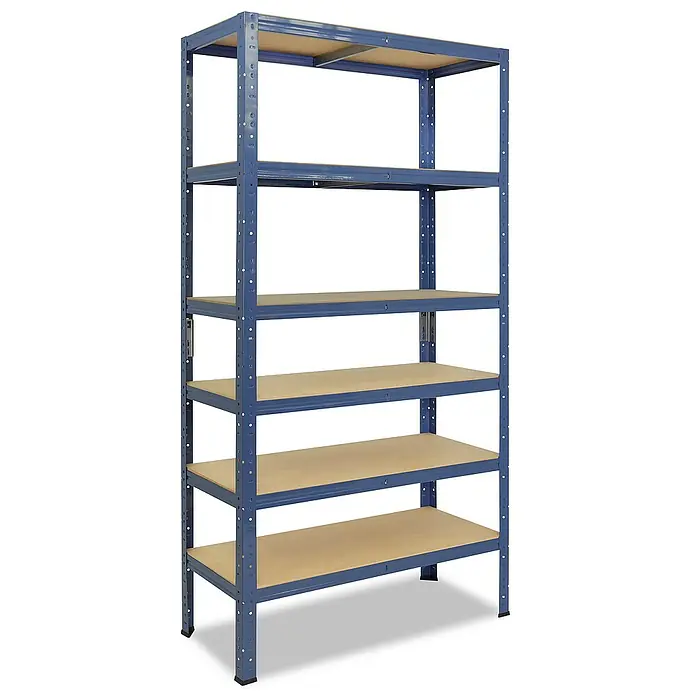shelfplaza Schwerlastregal HOME - H x B x T: 180 x 75 x 40 cm, Traglast pro Boden: 175 kg, Stecken, blau - Ein hoher, blauer Lagerregal mit fünf Regalböden. Ideal für die Organisation von Gegenständen in Garage oder Keller.