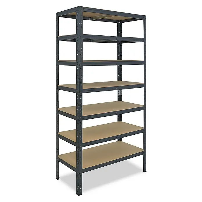 shelfplaza Schwerlastregal HOME - H x B x T: 230 x 80 x 30 cm, Traglast pro Boden: 175 kg, Stecken, anthrazit - Ein robustes Regal mit sechs Ebenen, ideal für Lagerung in Garage oder Keller. Das Metallgestell sorgt für Stabilität und Haltbarkeit.