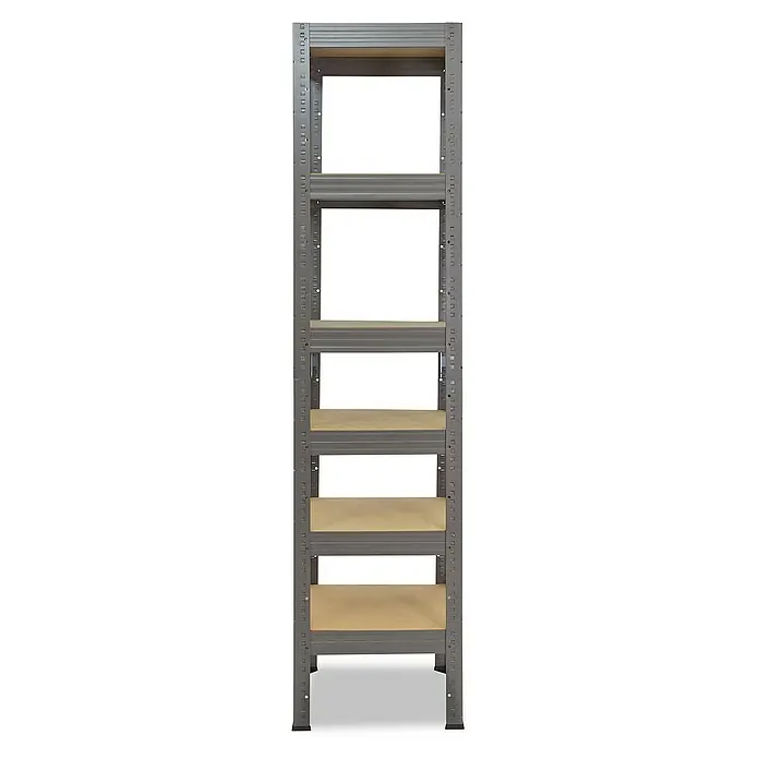 shelfplaza Schwerlastregal PRO - H x B x T: 200 x 50 x 50 cm, Traglast pro Boden: 200 kg, Stecken, grau - Ein graues, freistehendes Regalsystem mit fünf Holzregalböden für Garage oder Lagerraum bietet viel Stauraum.