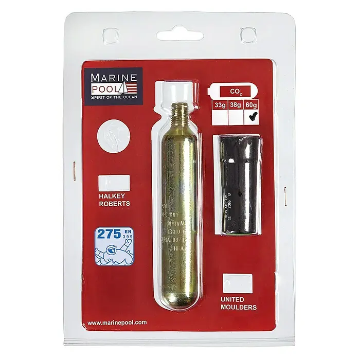 Marinepool Austausch-Set UML Pro Sensor 60 g - Passend für: 300N Rettungswesten, 275N Rettungswesten - Marine Pool Rettungswesten-Ersatzteilset mit CO2-Patrone, passend für 60g Westen. Für die Sicherheit auf dem Wasser!