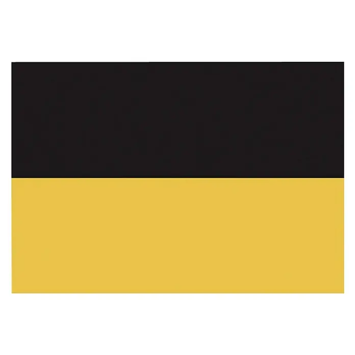 Flagge - Baden-Württemberg, 45 x 30 cm, Spunpolyester - Abbildung eines rechteckigen Produkts mit einer schwarzen oberen Hälfte und einer goldenen unteren Hälfte, ideal für elegante Designs.