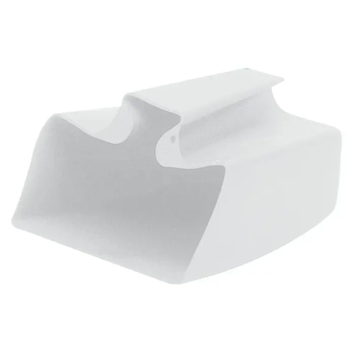 ÖsfassKunststoff, Weiß - Diese Aufnahme zeigt eine Nahaufnahme einer weißen, geformten Kunststoffabdeckung, die ein modernes und minimalistisches Design aufweist.