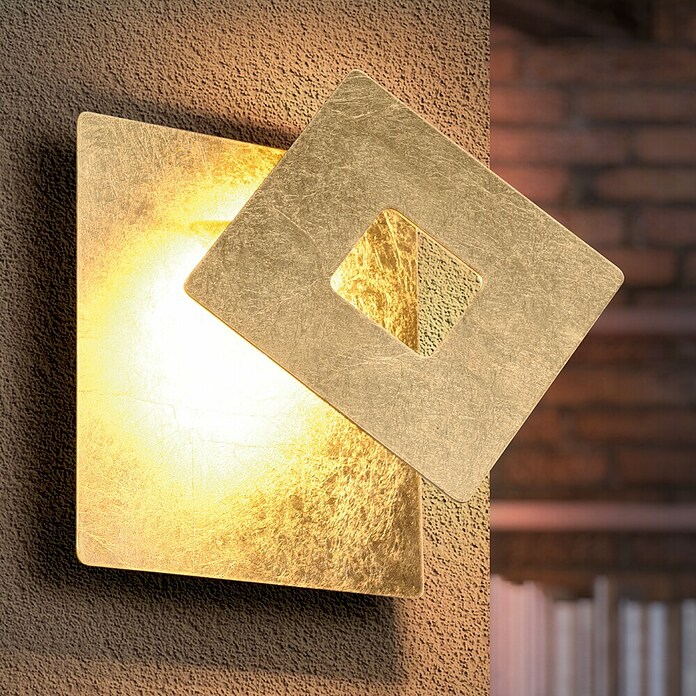 Reality Leuchten Zidna LED svjetiljka Leano  (D x Š x V: 7,2 x 18 x 18 cm, Zlatna, Topla bijela) | BAUHAUS