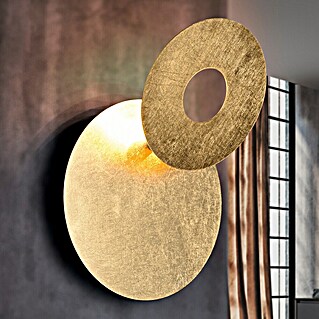 Reality Leuchten Wandleuchte rund Leano (Ø x H: 18 x 7,5 cm, Gold)