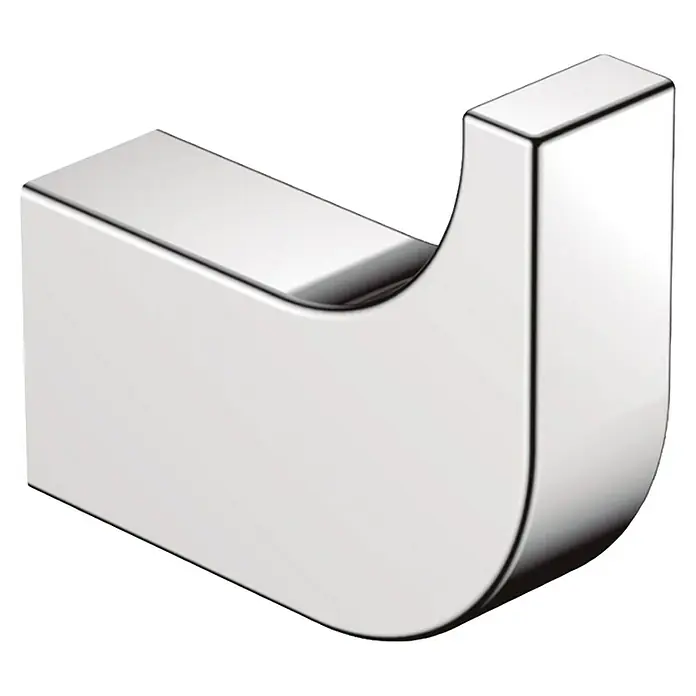 Bath Stage B-Line Toallero de gancho - 1 ud., Cromo, Brillante - Primer plano de un moderno gancho de pared cromado para baño o armario. Diseño elegante con líneas limpias.