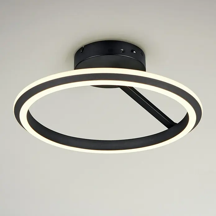 Trio Leuchten LED-Deckenleuchte rund Amador - 34 W, Ø x H: 45 x 18 cm, Schwarz, Warmweiß - Moderne LED-Deckenleuchte mit einem schwarzen Ringdesign, das ein elegantes und helles Ambiente schafft. Perfekt für zeitgenössische Wohnräume.