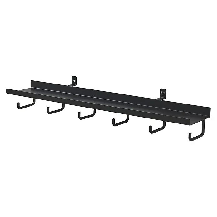 Regalleiste - L x B x H: 7,2 x 40 x 6,7 cm, Passend für: Akustikpaneele, Montageart: Einhängen - Schwarze Wandleiste mit Aufhängungen für die Montage. Die Leiste ist robust und bietet eine stilvolle Ablagemöglichkeit. Ideal für Küche oder Werkstatt.