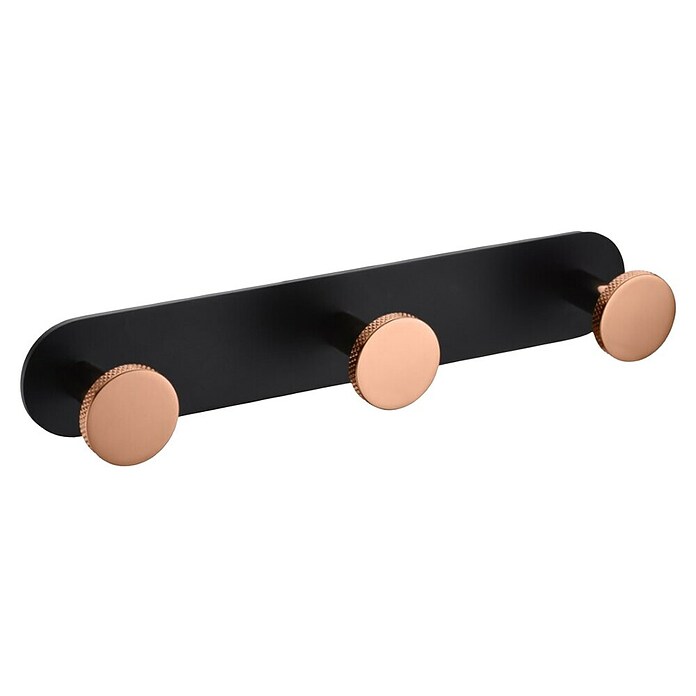 Bath Stage B-Luxor Toallero de gancho (3 ud., Negro / Oro rosa) | BAUHAUS
